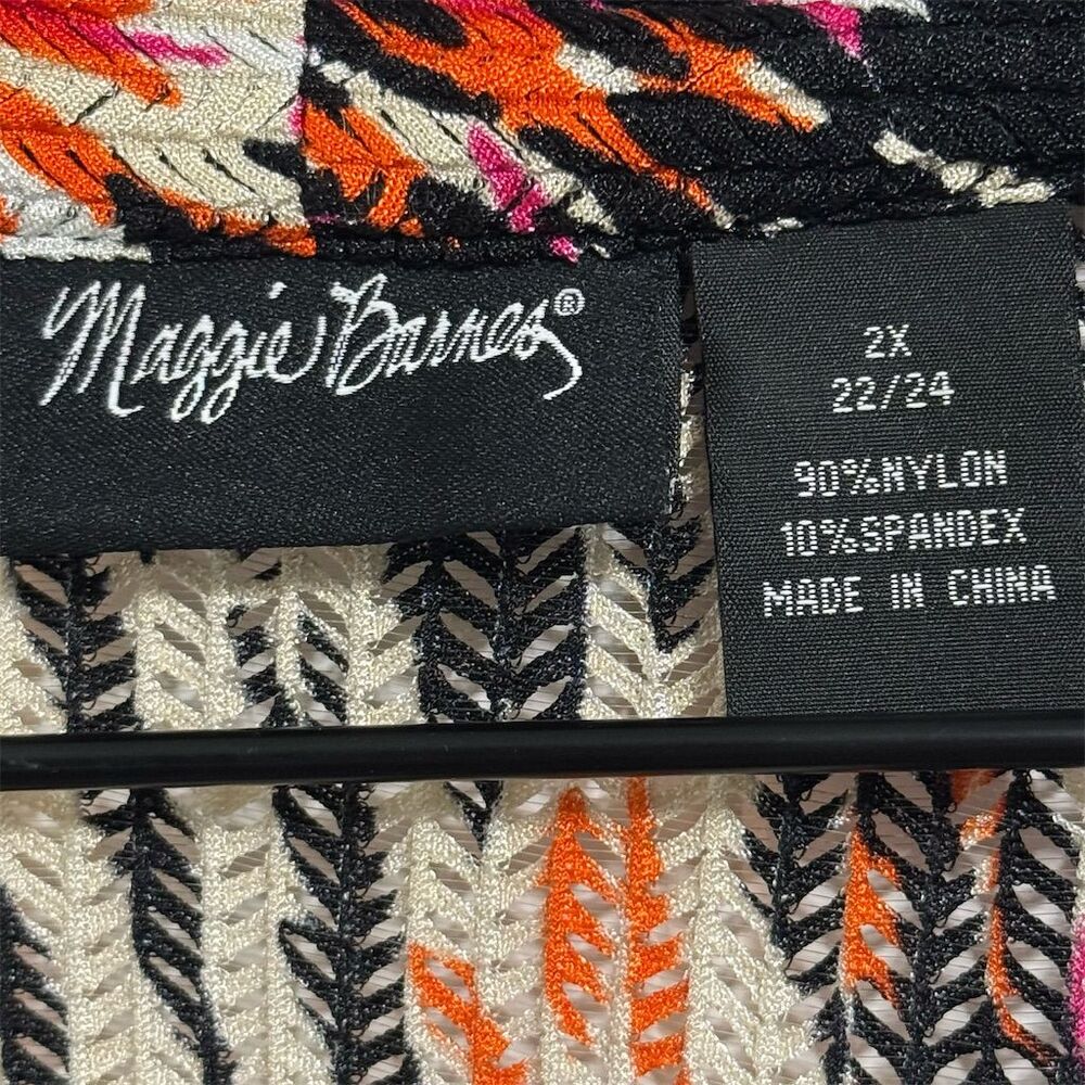 Maggie Barnes Duster 2X Abstract Animal Print Cardigan Sweater Orange Black Plus - Picture 7 of 7